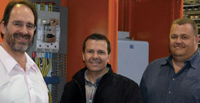 Johan Van Niekerk (left) with Small Works manager Carlos Guilhas and supervisor Hannes van der Colff.